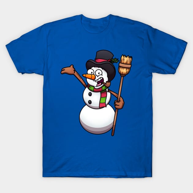 Classic Friendly Cartoon Snowman T-Shirt by TheMaskedTooner